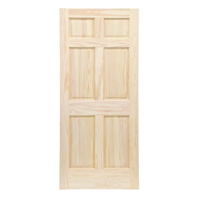 RELIABILT 30-in x 80-in Clear 6-panel Solid Core Unfinished Pine Wood Slab Door