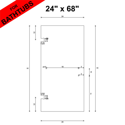 SD6824-2H (24in X 68in) For Bathtubs