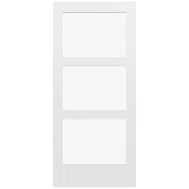 ELD-WEN MODA 1035W 36-in x 80-in 3-panel Square Clear Glass Smooth Solid Core Primed MDF Slab Door